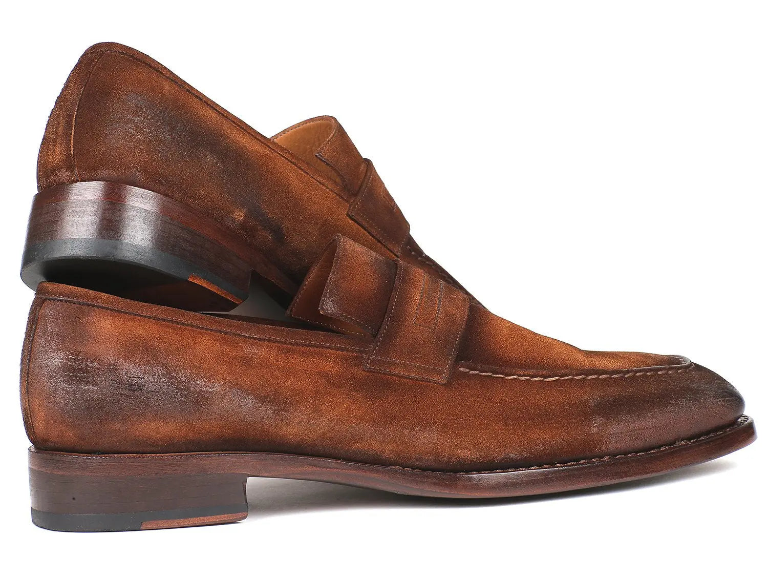 Paul Parkman Men's Antique Brown Suede Goodyear Welted Loafers (ID#36AQ17) PAUL PARKMAN