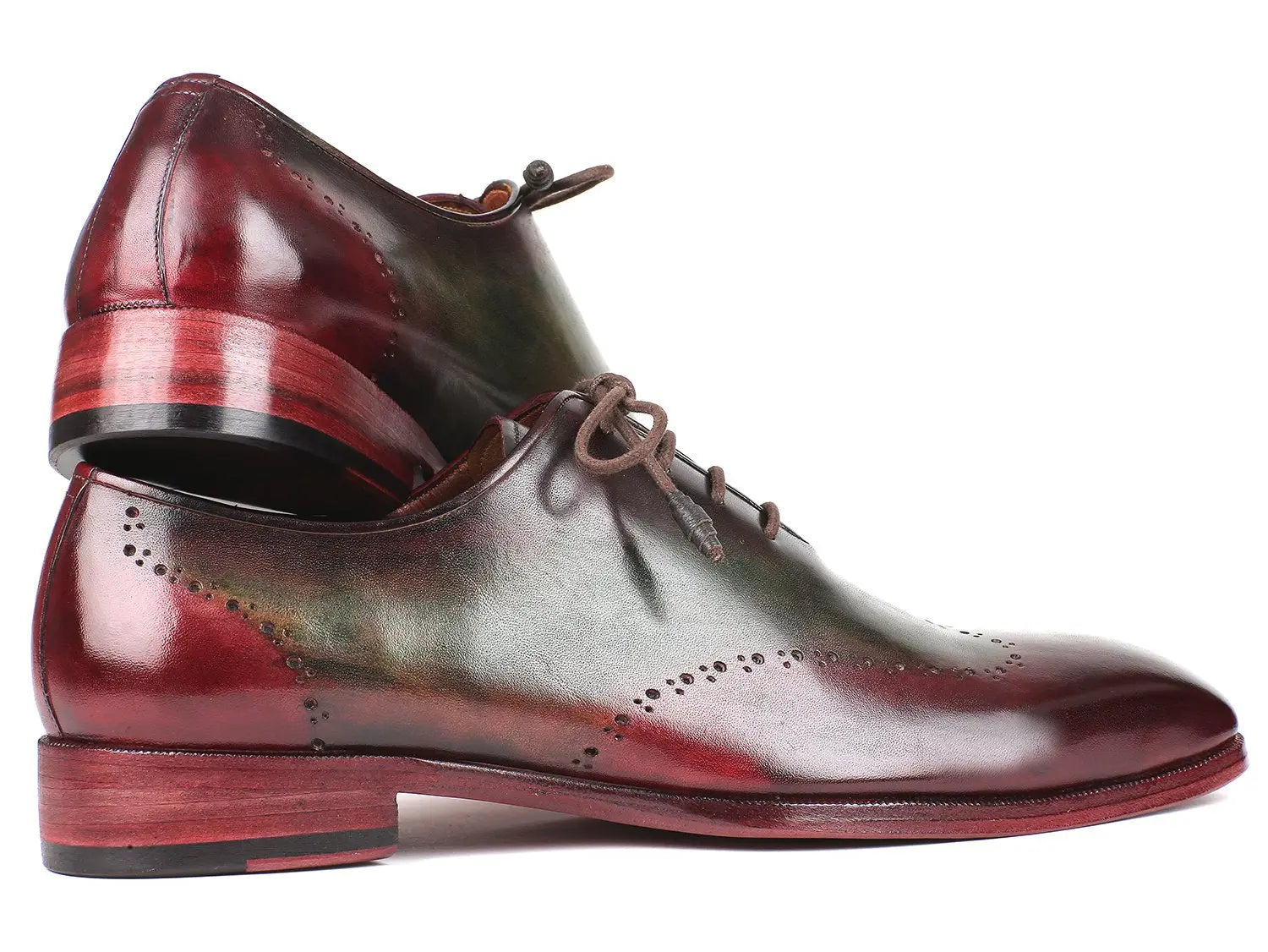 Paul Parkman Men's Bordeaux/Green Wingtip Oxfords (ID#097YL63) PAUL PARKMAN