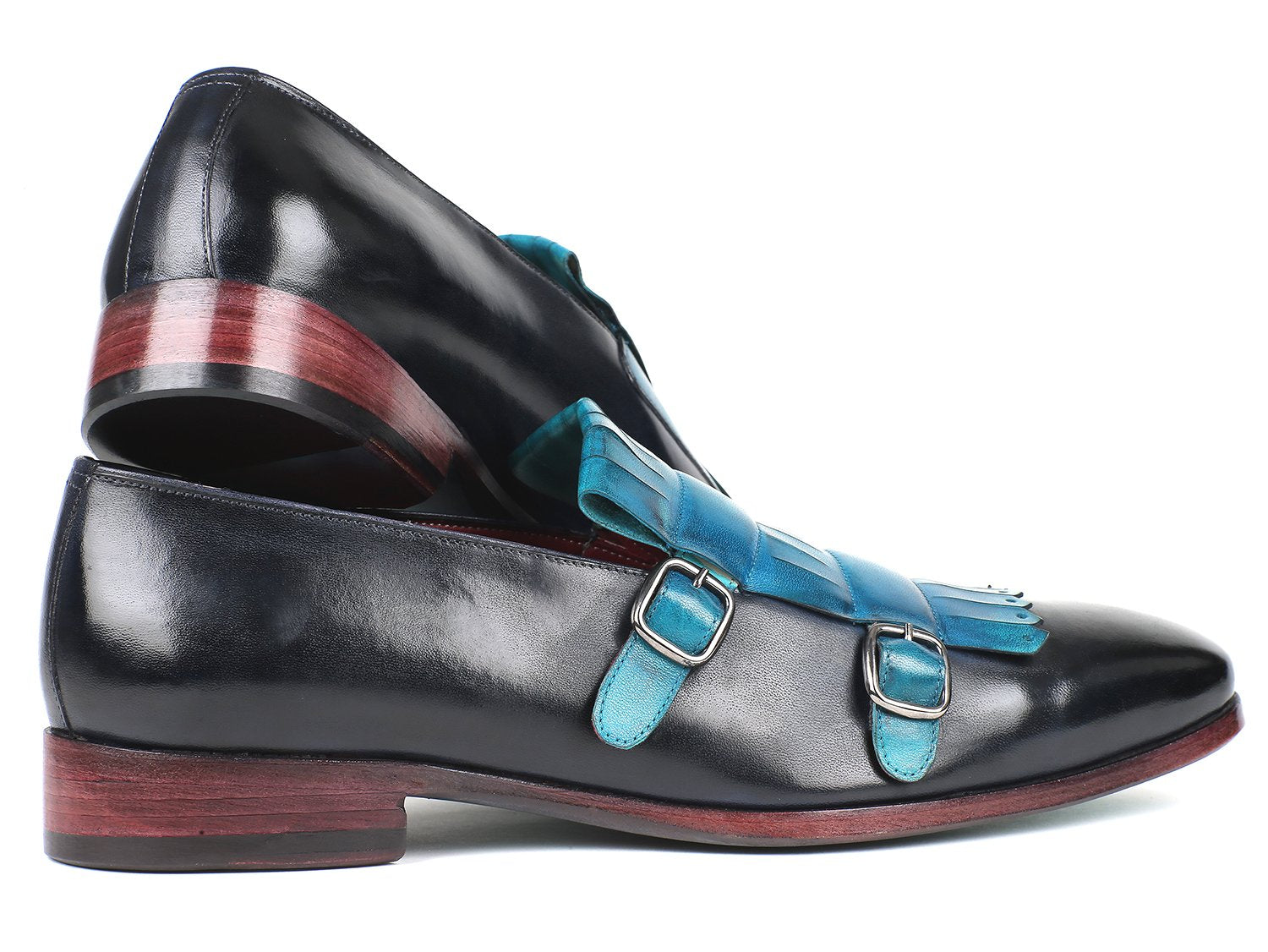 Paul Parkman Men's Blue & Navy Kiltie Double Monkstraps (ID#ST17BLU) PAUL PARKMAN