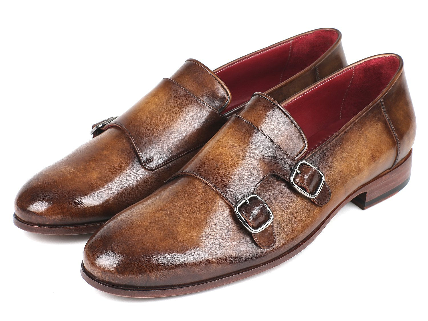 Paul Parkman Men's Double Monkstraps Olive (ID#HR67LV) PAUL PARKMAN