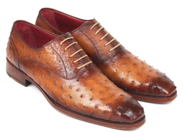 Paul Parkman Men's Light Brown Genuine Ostrich Oxfords (ID#257XS-CML) PAUL PARKMAN