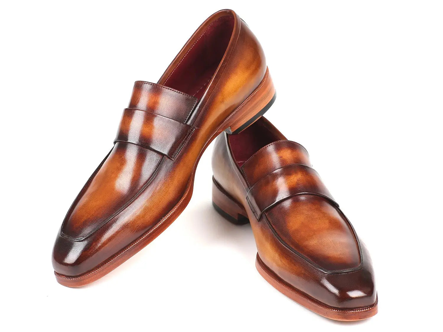 Paul Parkman Men's Brown Hand-Painted Genuine Leather Loafers (ID#093-BRW) PAUL PARKMAN