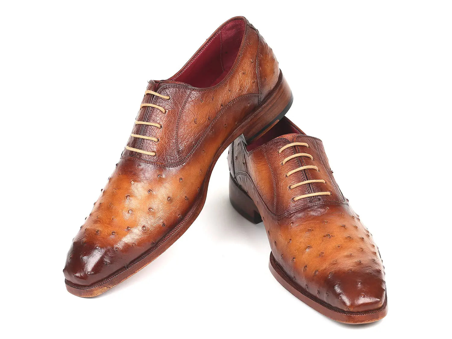 Paul Parkman Men's Light Brown Genuine Ostrich Oxfords (ID#257XS-CML) PAUL PARKMAN