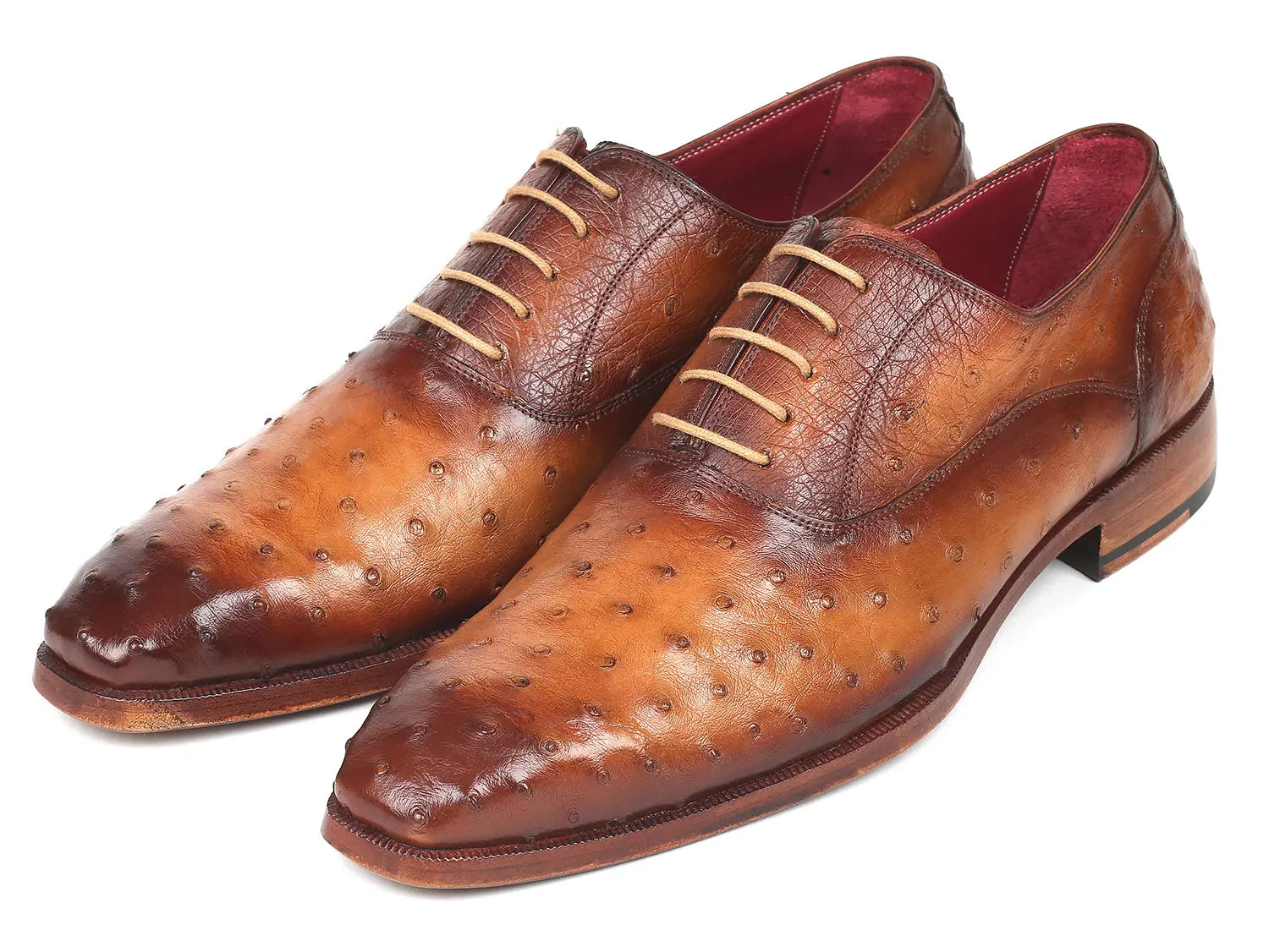Paul Parkman Men's Light Brown Genuine Ostrich Oxfords (ID#257XS-CML) PAUL PARKMAN