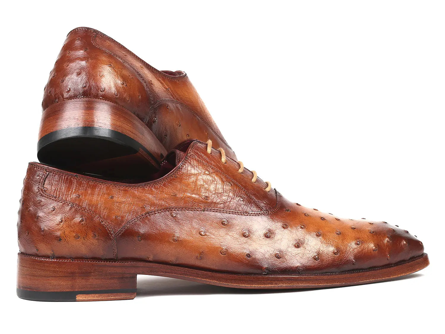 Paul Parkman Men's Light Brown Genuine Ostrich Oxfords (ID#257XS-CML) PAUL PARKMAN