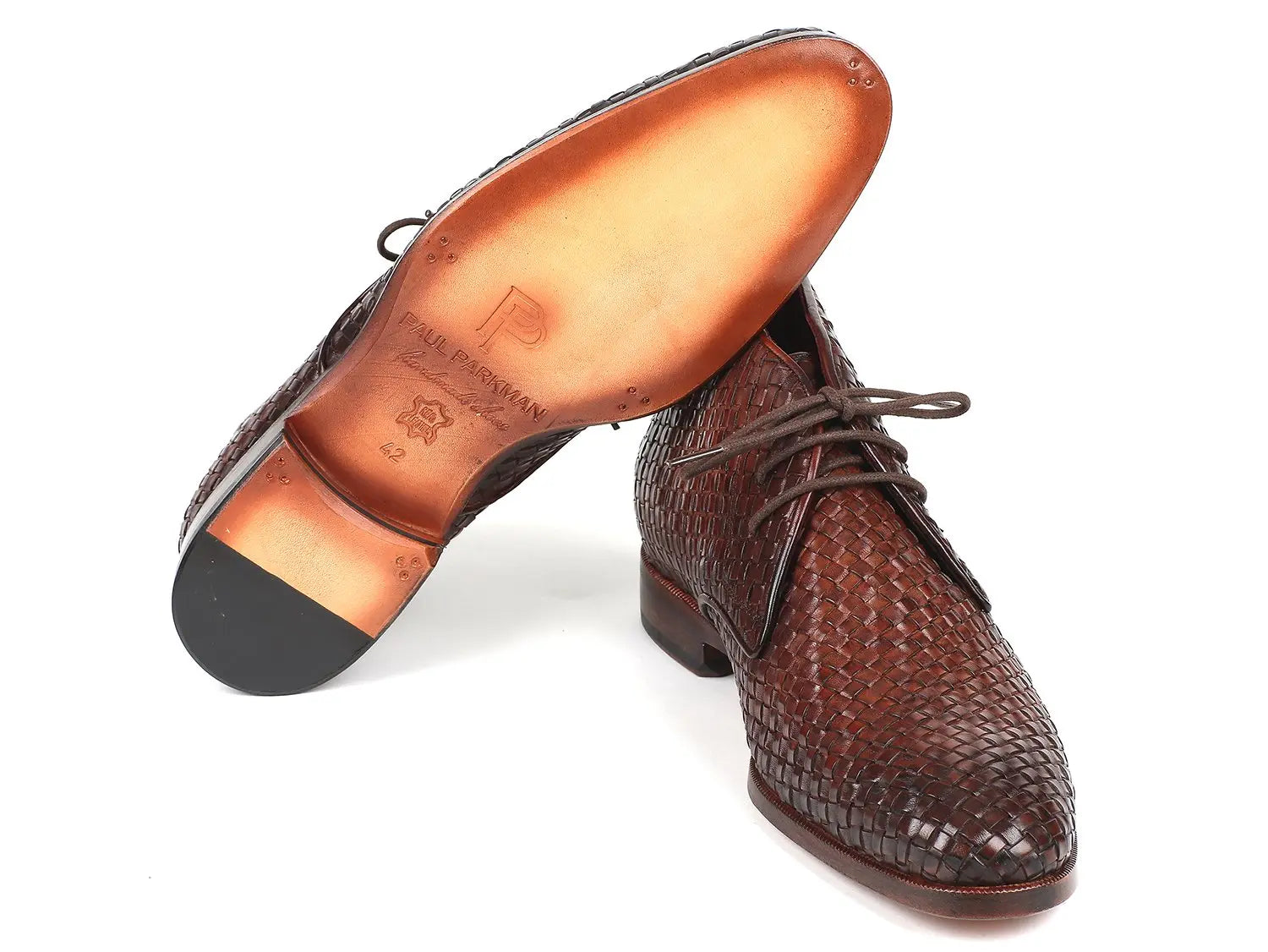 Paul Parkman Men's Brown Woven Genuine Leather Chukka Boots (ID#CK82WVN) PAUL PARKMAN