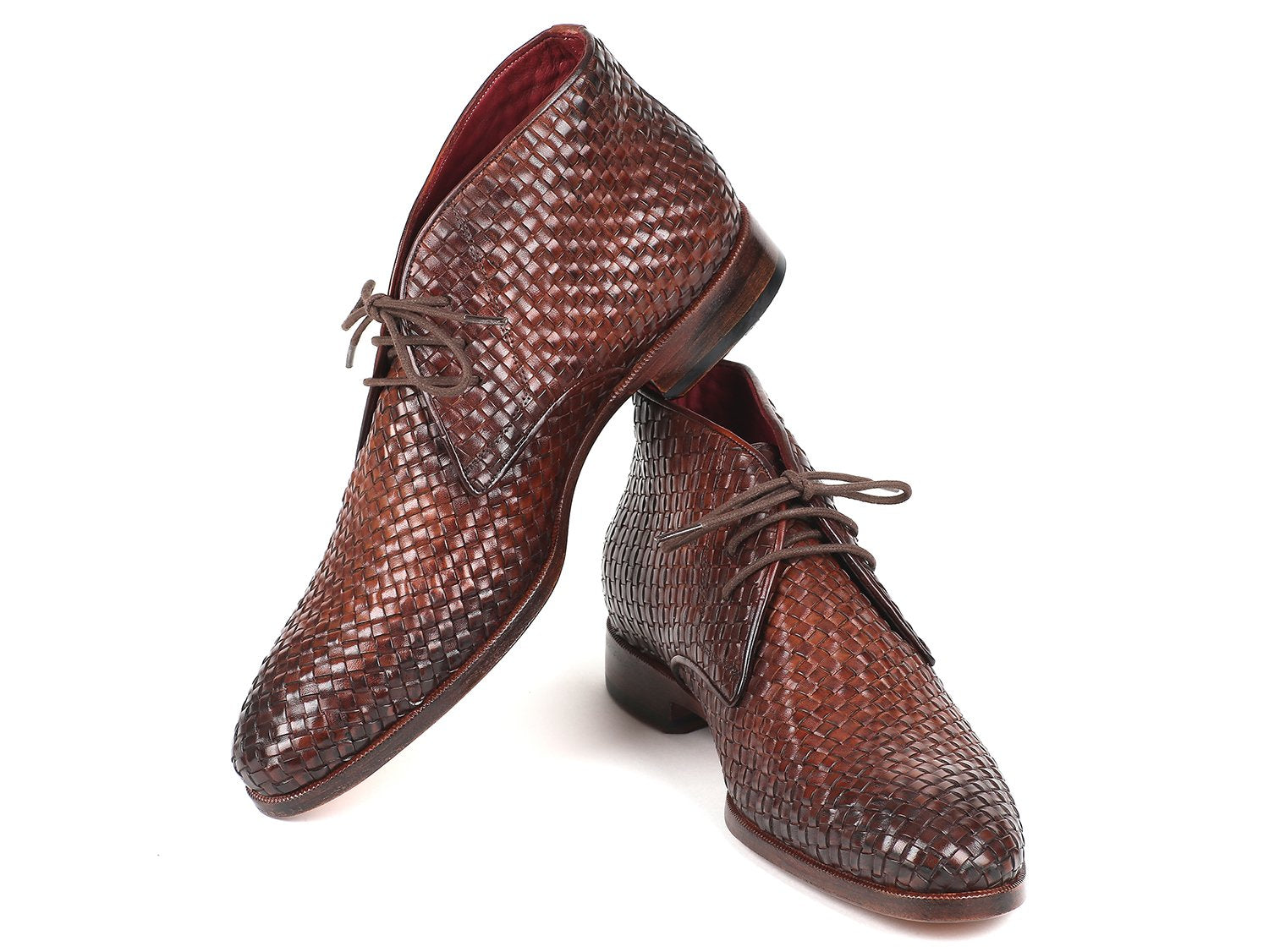 Paul Parkman Men's Brown Woven Leather Chukka Boots (ID#CK82WVN) PAUL PARKMAN