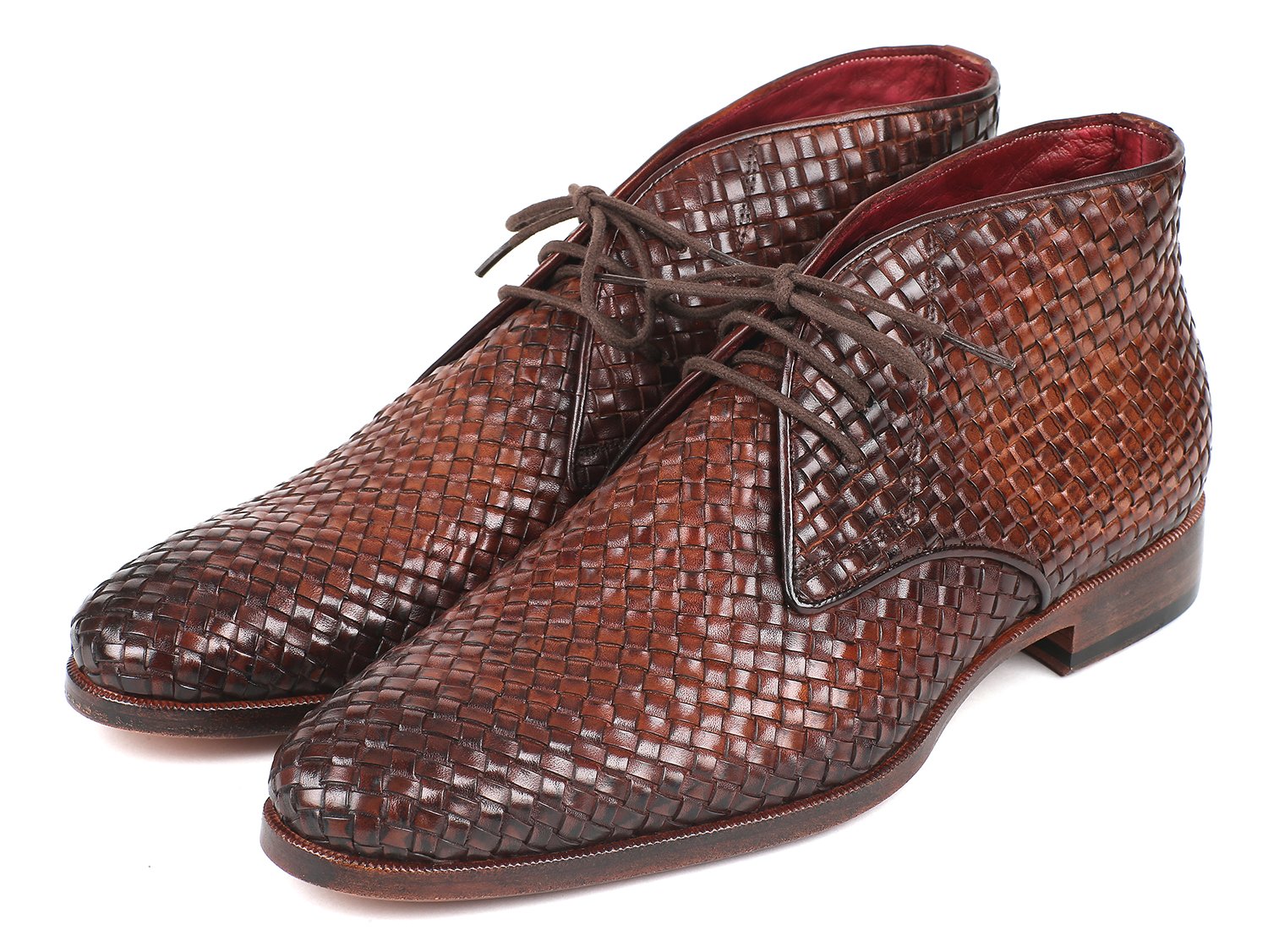 Paul Parkman Men's Brown Woven Leather Chukka Boots (ID#CK82WVN) PAUL PARKMAN