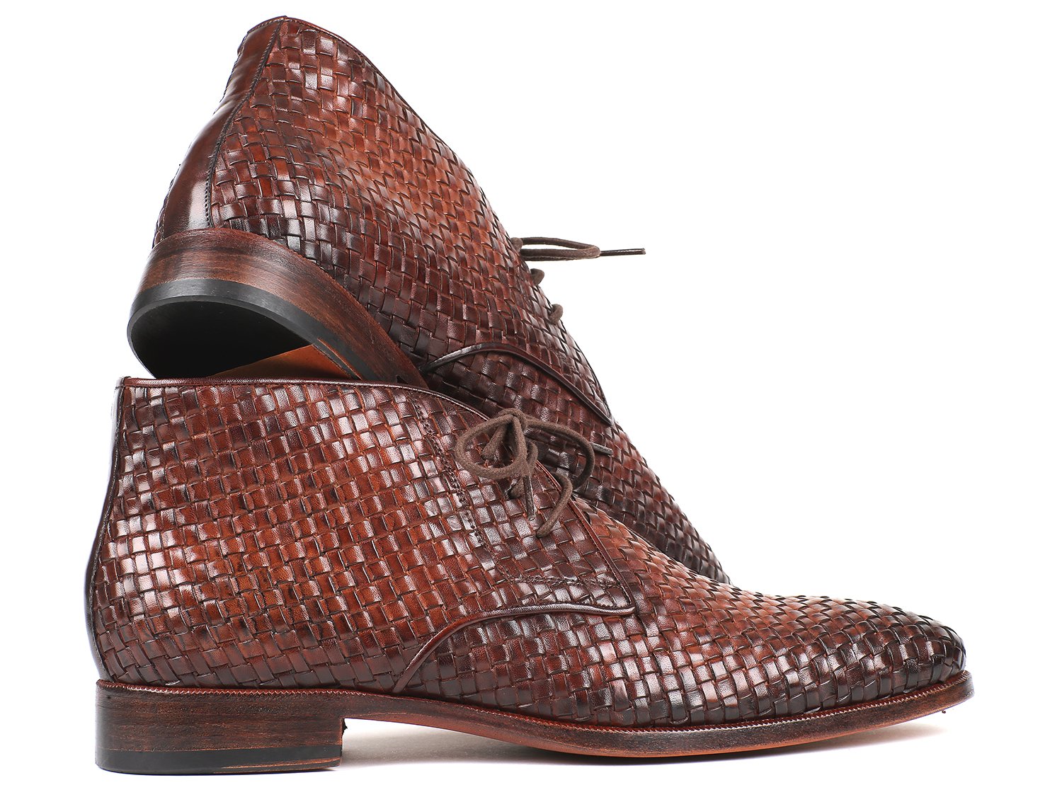 Paul Parkman Men's Brown Woven Leather Chukka Boots (ID#CK82WVN) PAUL PARKMAN