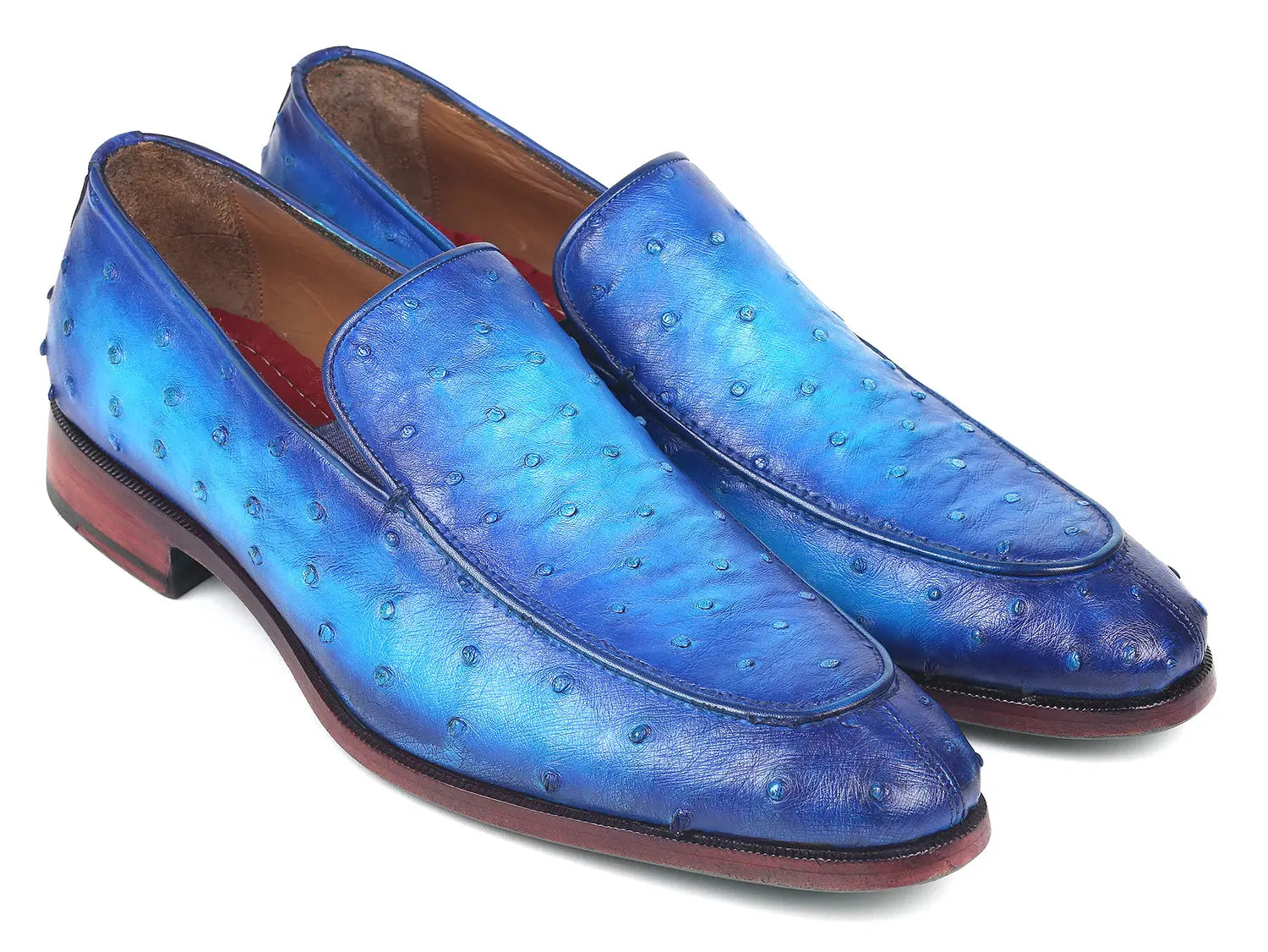 Paul Parkman Men's Ocean Blue Genuine Ostrich Loafers (ID#73954-BLU) PAUL PARKMAN