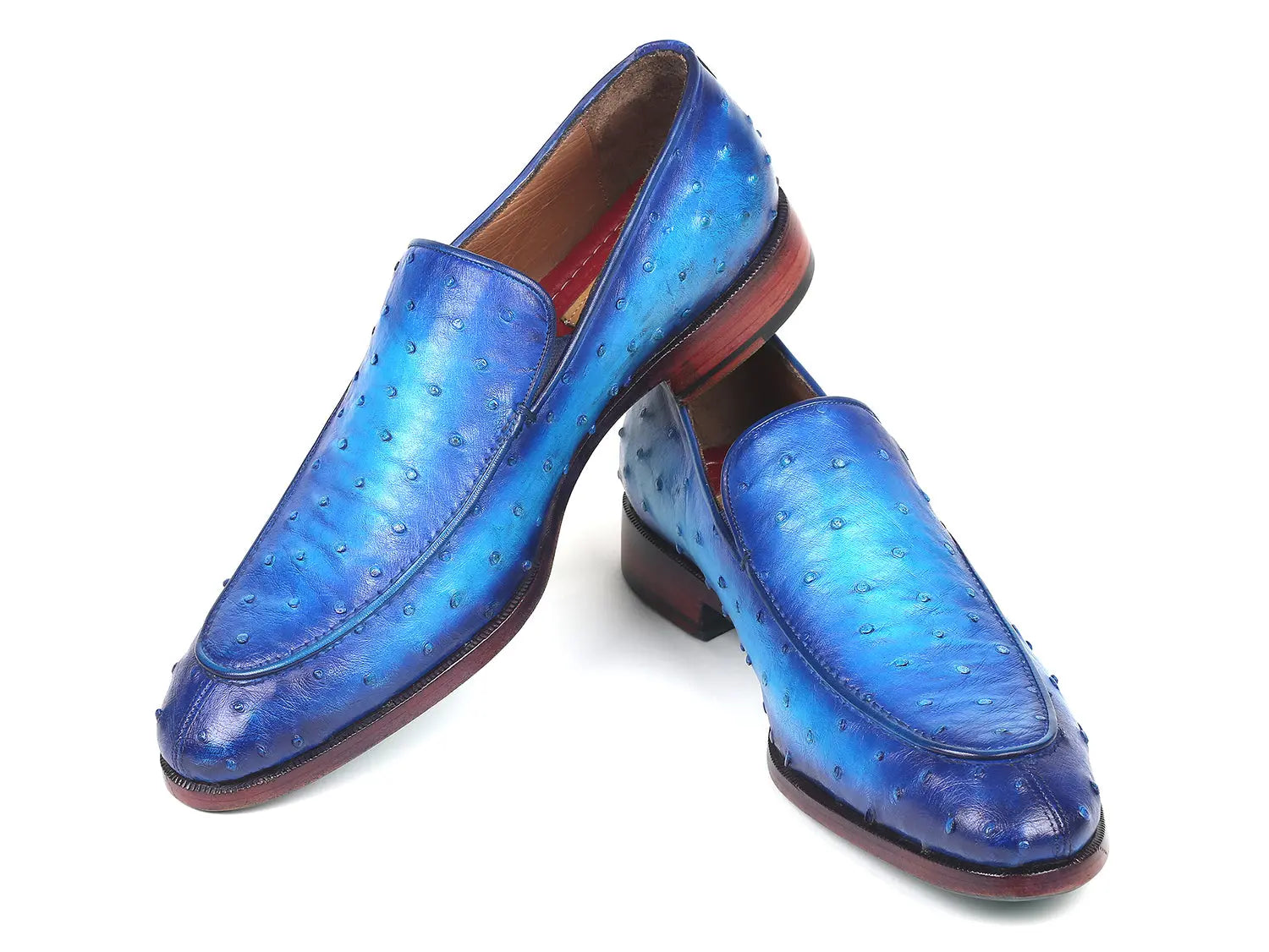 Paul Parkman Men's Ocean Blue Genuine Ostrich Loafers (ID#73954-BLU) PAUL PARKMAN