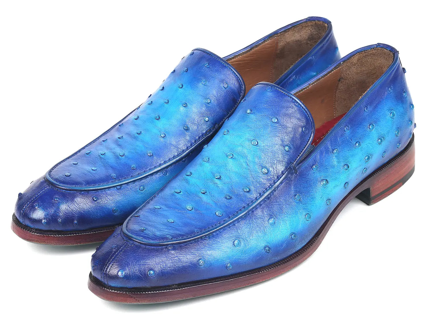 Paul Parkman Men's Ocean Blue Genuine Ostrich Loafers (ID#73954-BLU) PAUL PARKMAN