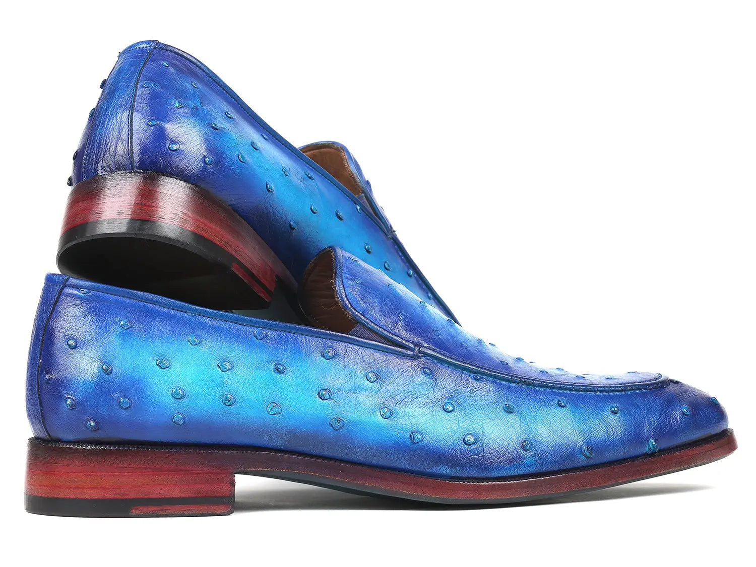 Paul Parkman Men's Ocean Blue Genuine Ostrich Loafers (ID#73954-BLU) PAUL PARKMAN