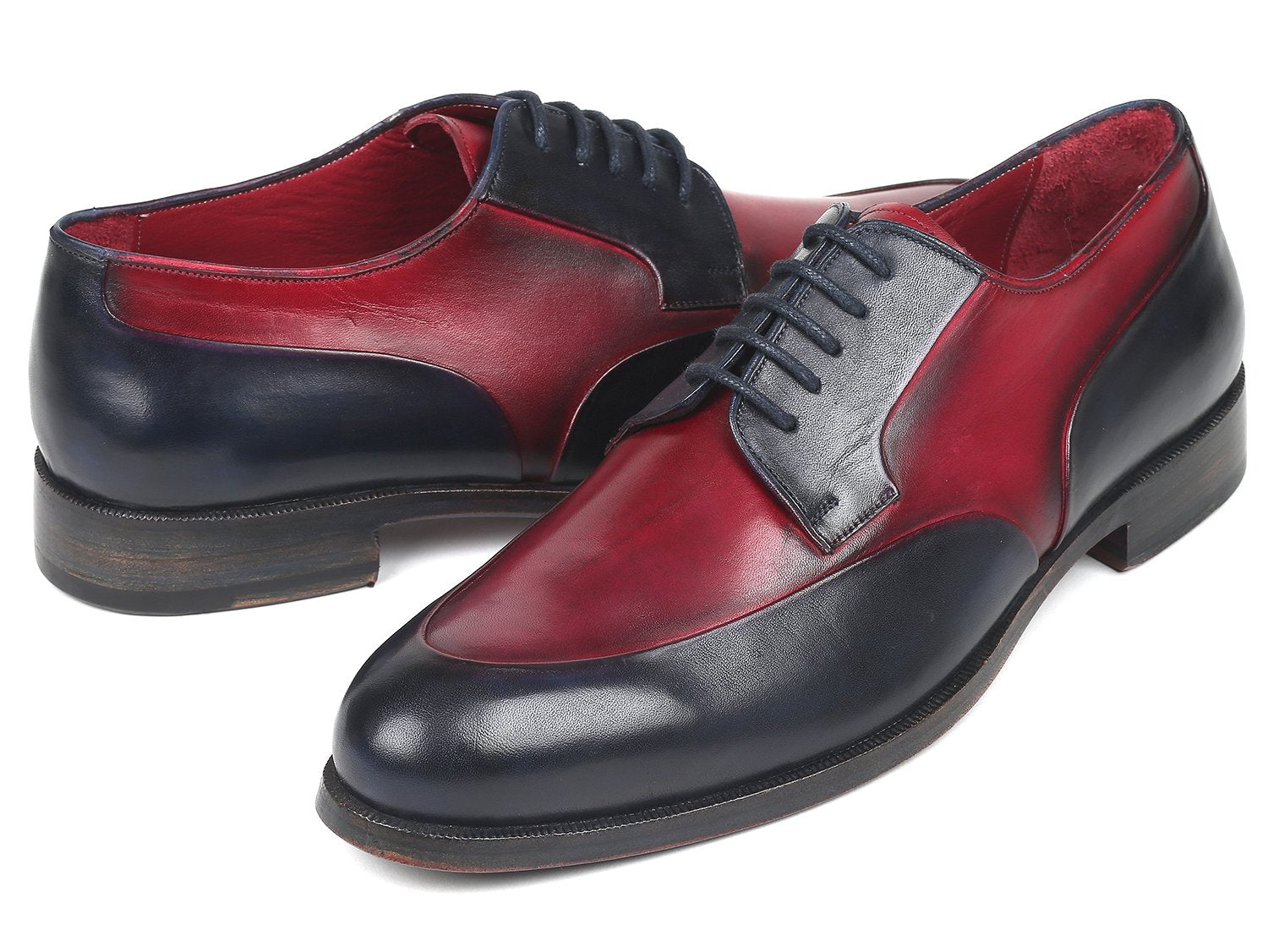 Paul Parkman Men's Bordeaux & Navy Derby Shoes (ID#993-BDNV) PAUL PARKMAN