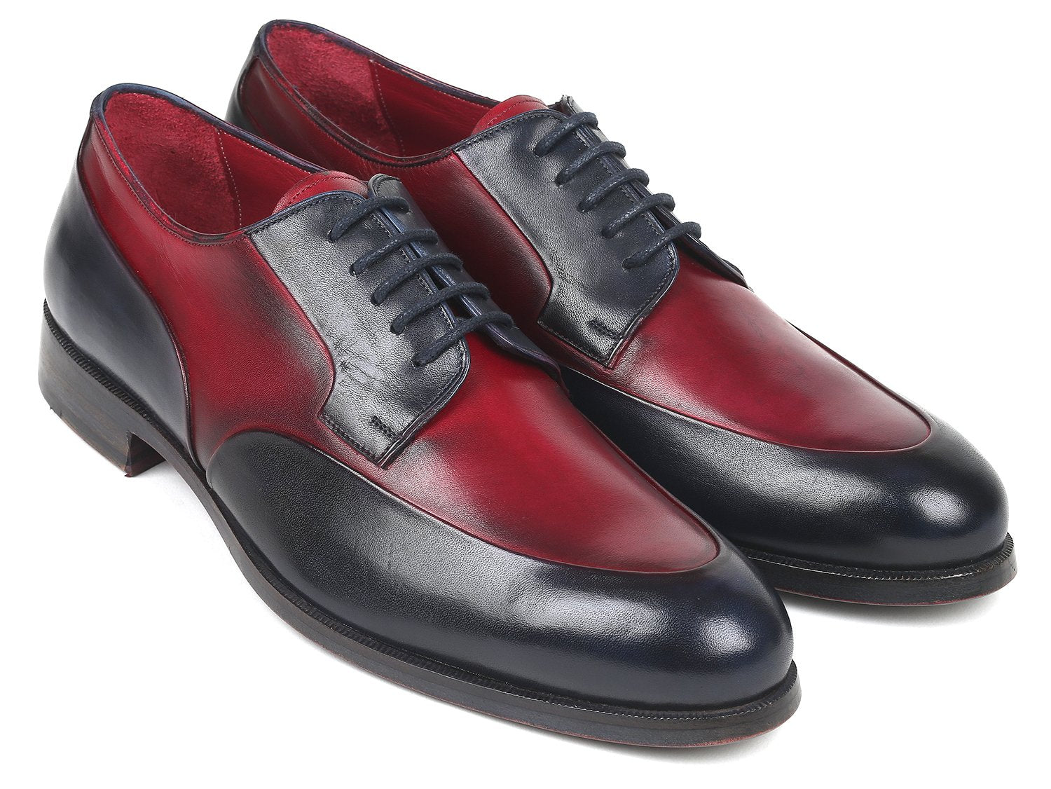 Paul Parkman Men's Bordeaux & Navy Derby Shoes (ID#993-BDNV) PAUL PARKMAN