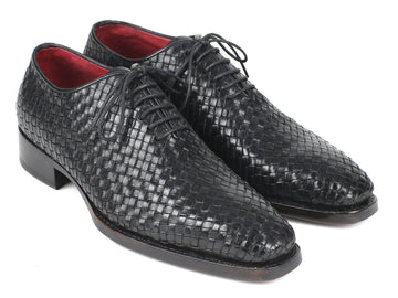 Paul Parkman Men's Black Woven Leather Oxfords (ID#044WN86)