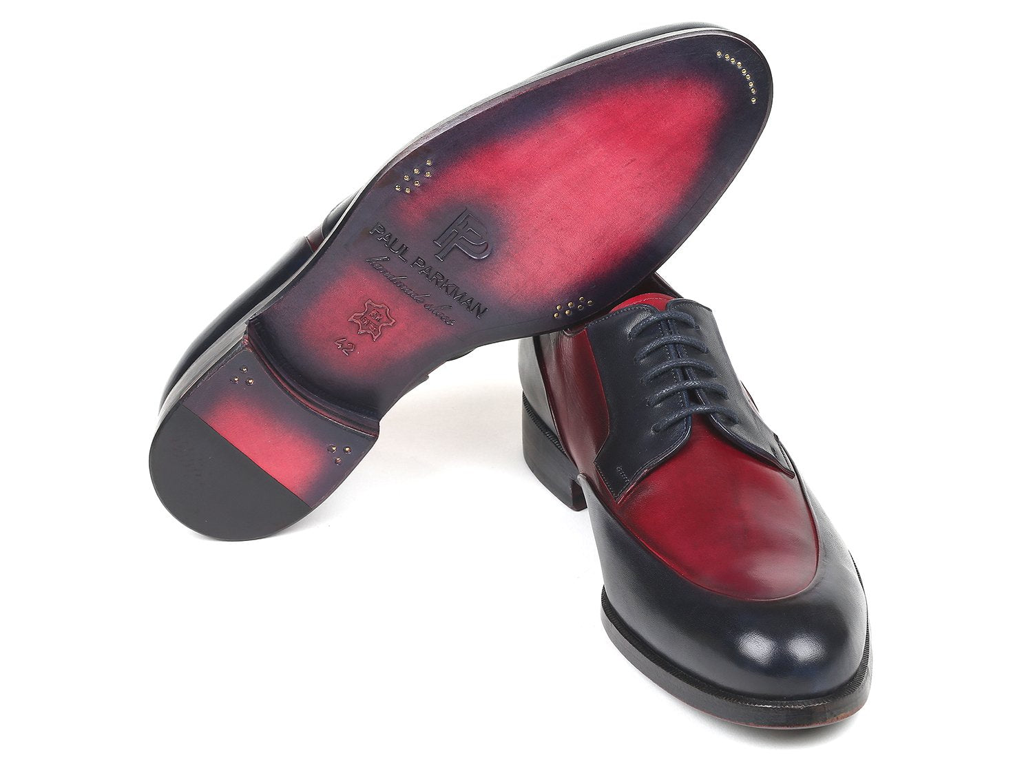 Paul Parkman Men's Bordeaux & Navy Derby Shoes (ID#993-BDNV) PAUL PARKMAN