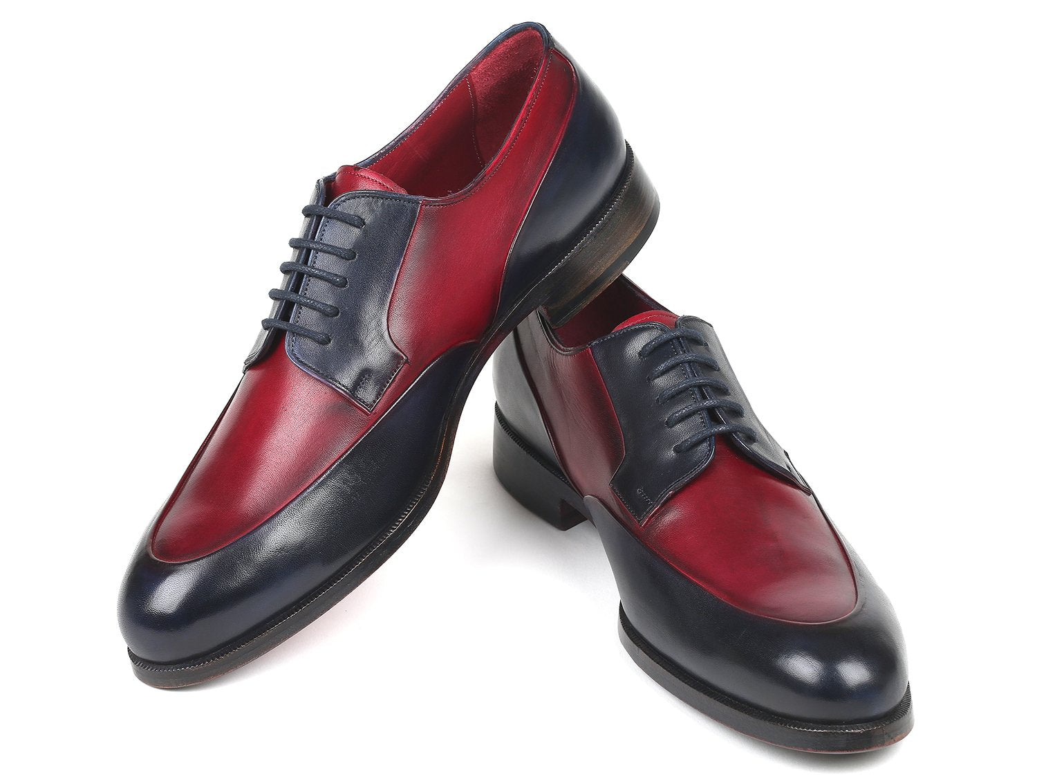 Paul Parkman Men's Bordeaux & Navy Derby Shoes (ID#993-BDNV) PAUL PARKMAN