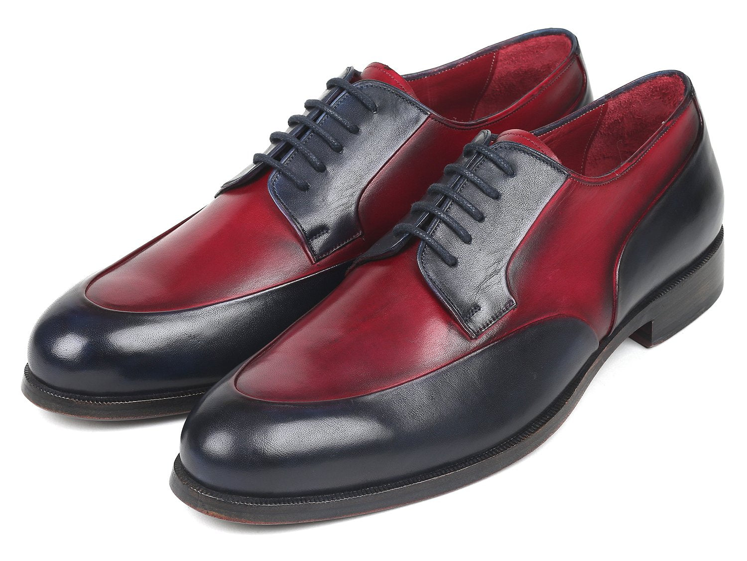 Paul Parkman Men's Bordeaux & Navy Derby Shoes (ID#993-BDNV) PAUL PARKMAN