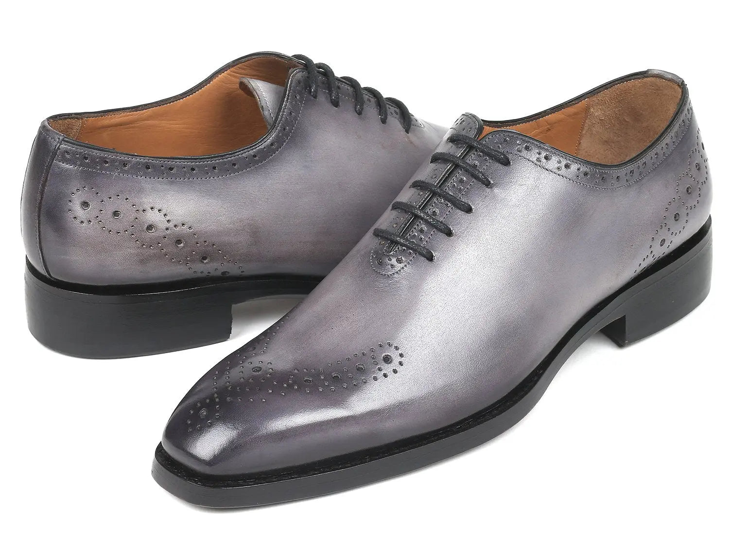 Paul Parkman Men's Gray Goodyear Welted Punched Oxfords (ID#7614-GRY) PAUL PARKMAN