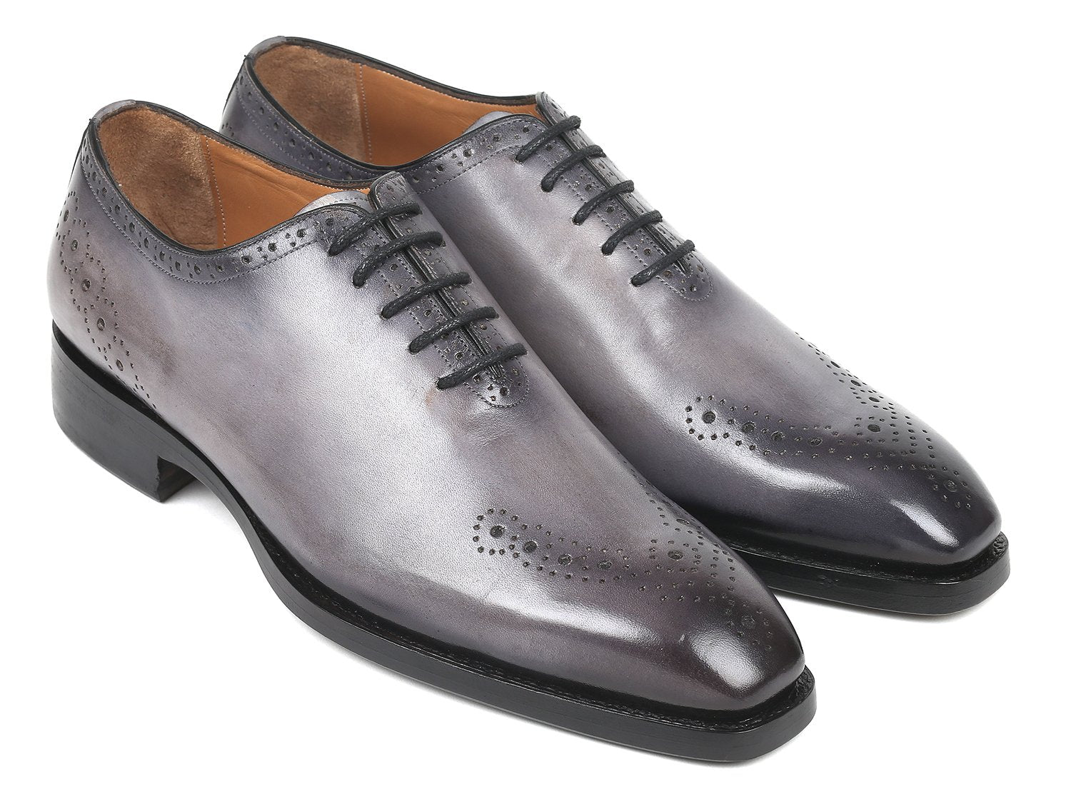 Paul Parkman Goodyear Welted Punched Oxfords Gray (ID#7614-GRY)