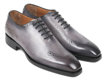 Paul Parkman Men's Gray Goodyear Welted Punched Oxfords (ID#7614-GRY) PAUL PARKMAN