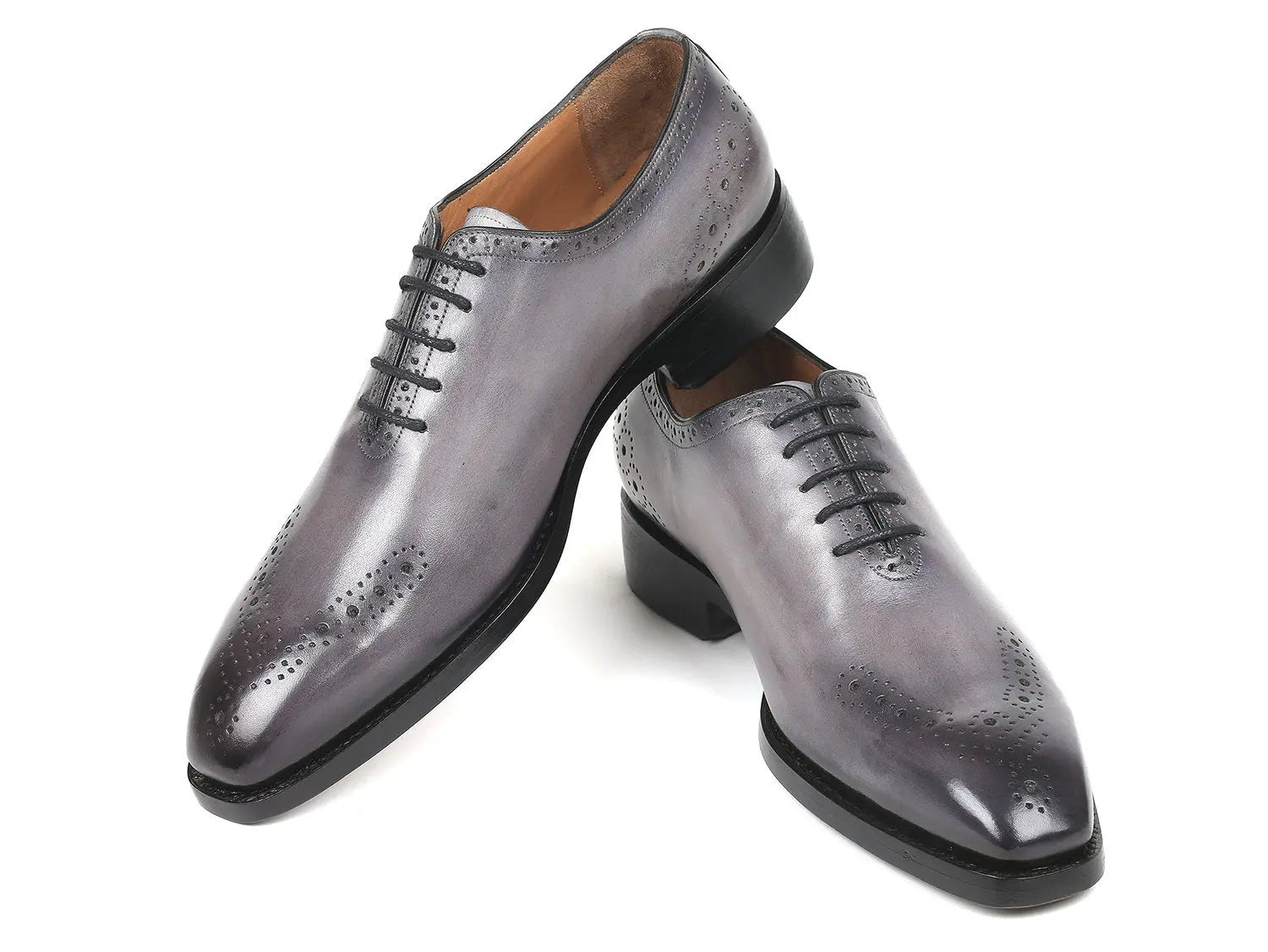 Paul Parkman Men's Gray Goodyear Welted Punched Oxfords (ID#7614-GRY) PAUL PARKMAN