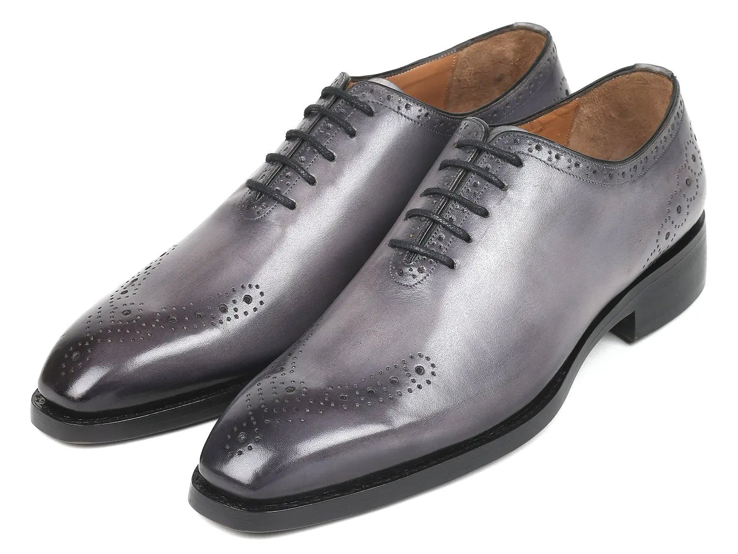 Paul Parkman Men's Gray Goodyear Welted Punched Oxfords (ID#7614-GRY) PAUL PARKMAN