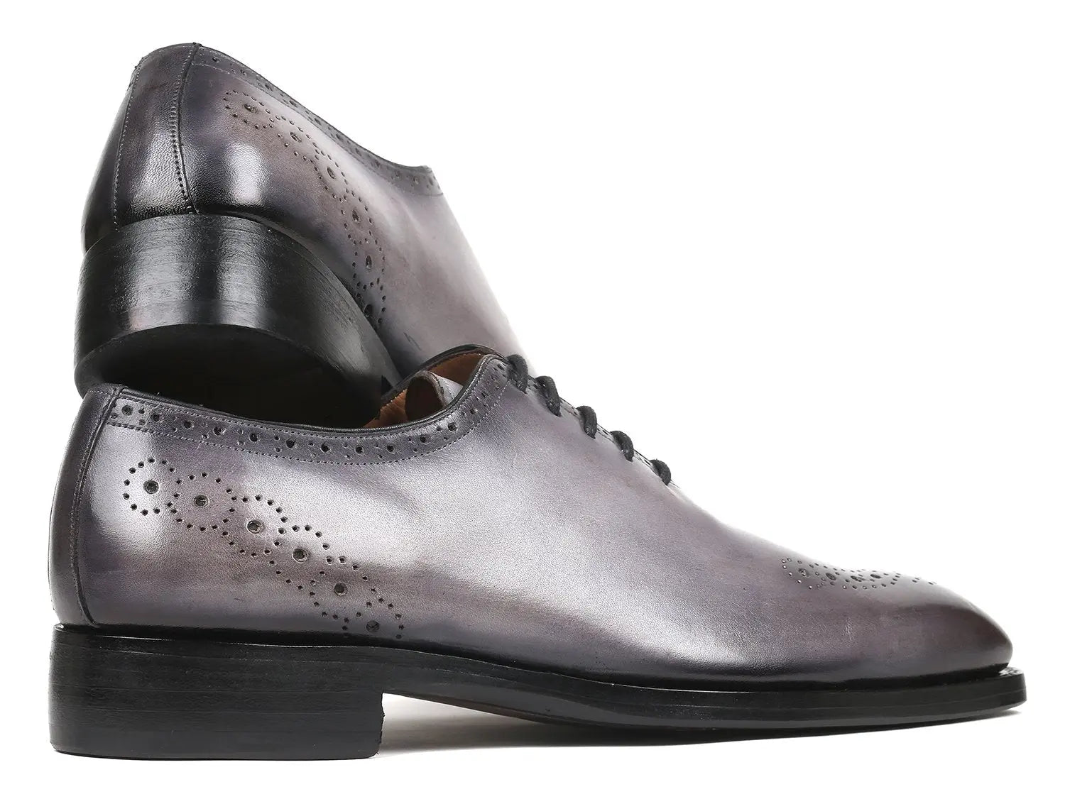 Paul Parkman Men's Gray Goodyear Welted Punched Oxfords (ID#7614-GRY) PAUL PARKMAN