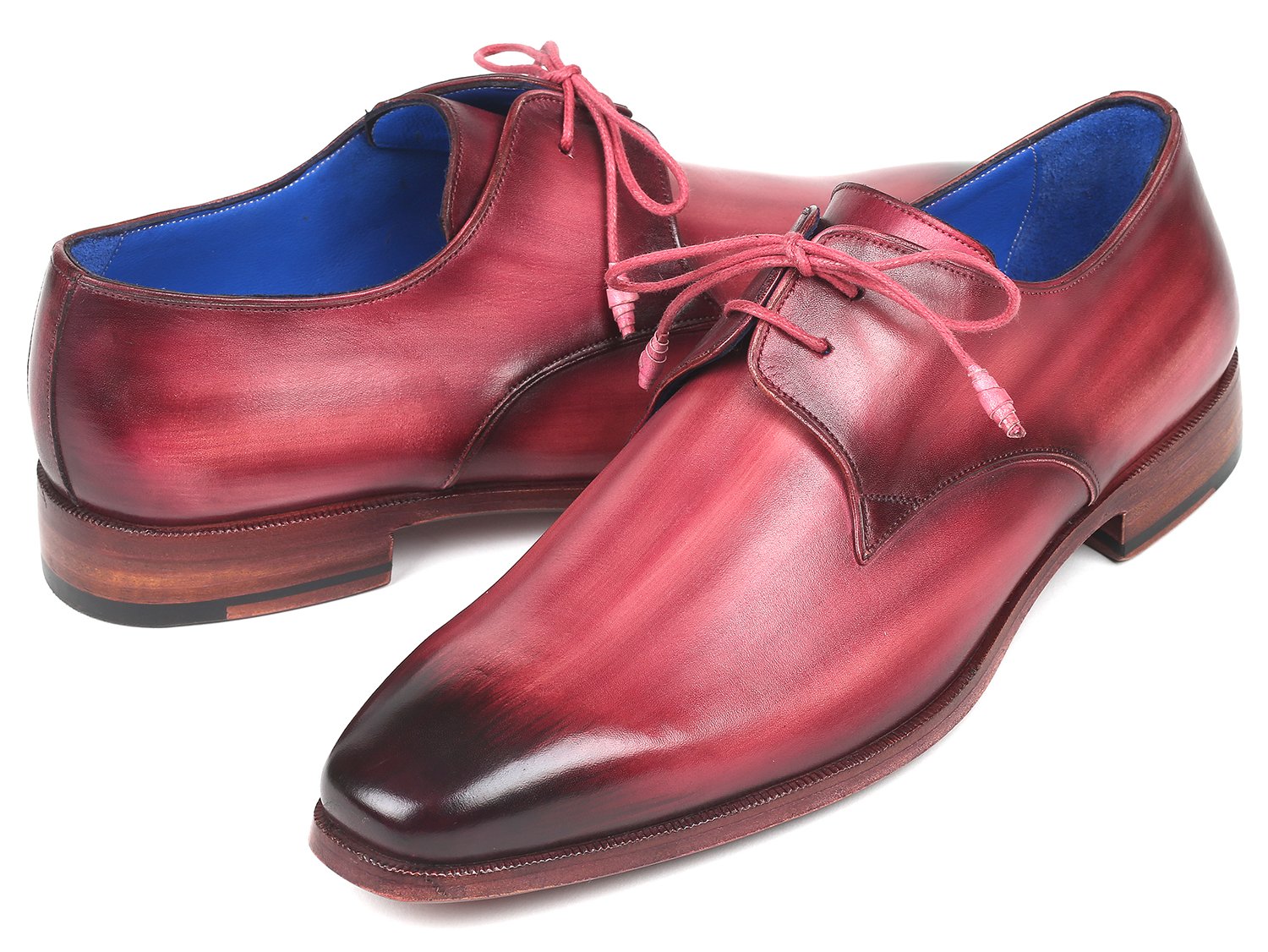 Paul Parkman Pink & Purple Hand-Painted Derby Shoes (ID#326-PNP) PAUL PARKMAN