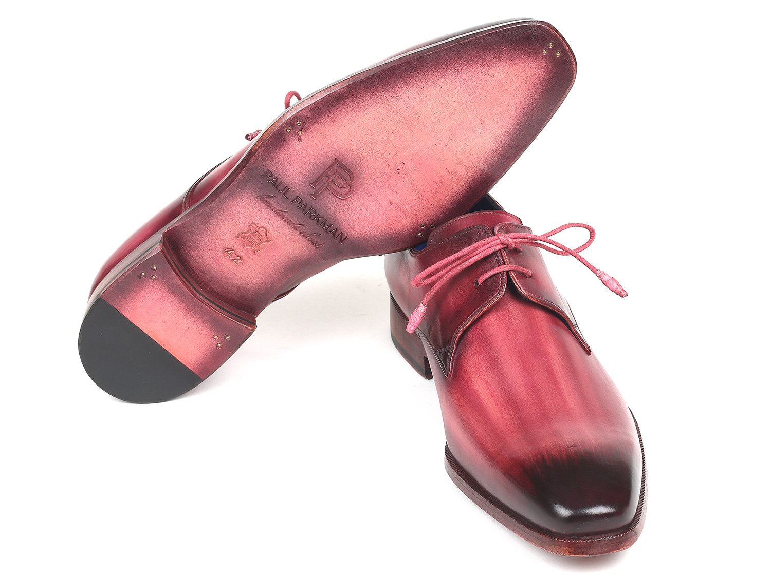 Paul Parkman Pink & Purple Hand-Painted Derby Shoes (ID#326-PNP) PAUL PARKMAN