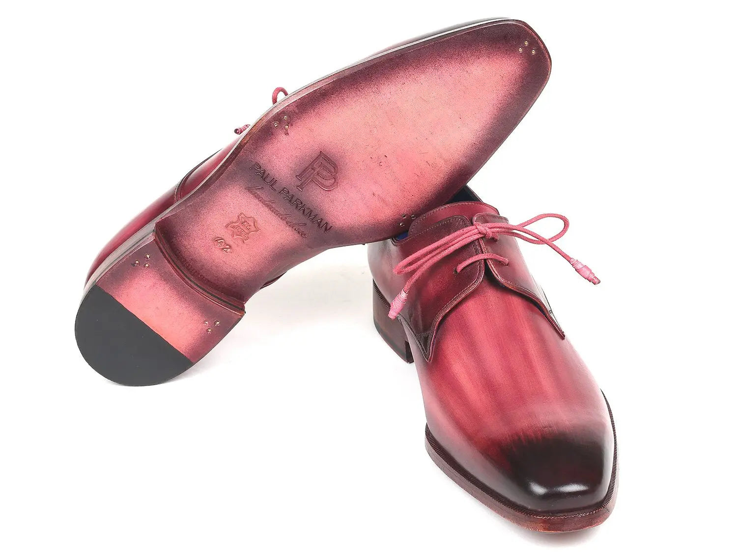 Paul Parkman Men's Pink/Purple Hand-Painted Derby Shoes (ID#326-PNP) PAUL PARKMAN