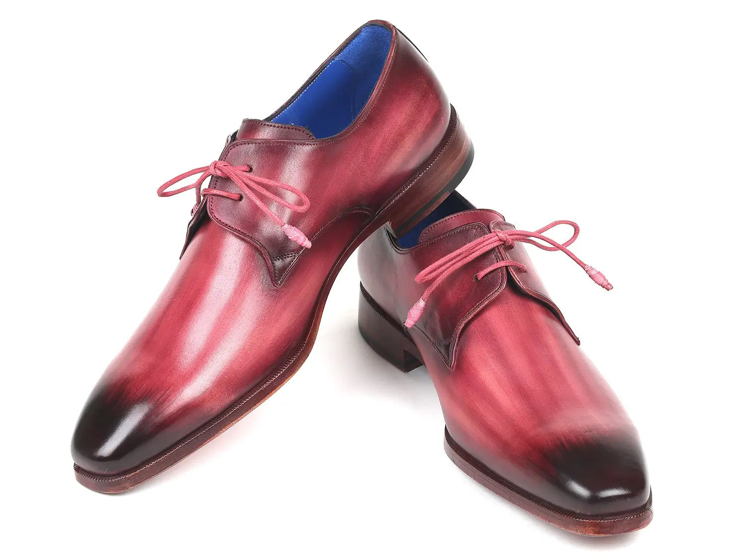 Paul Parkman Men's Pink/Purple Hand-Painted Derby Shoes (ID#326-PNP) PAUL PARKMAN