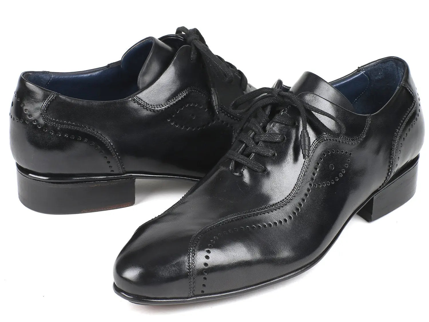 Paul Parkman Men's Black Handmade Lace-Up Casual Shoes (ID#84654-BLK) PAUL PARKMAN