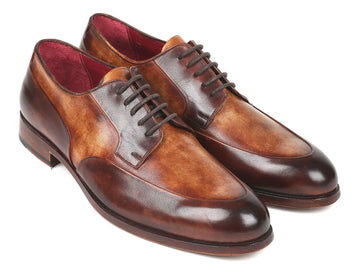 Paul Parkman Men's Dual Tone Brown Hand-Painted Genuine Leather Derby Shoes (ID#995-BRW) PAUL PARKMAN