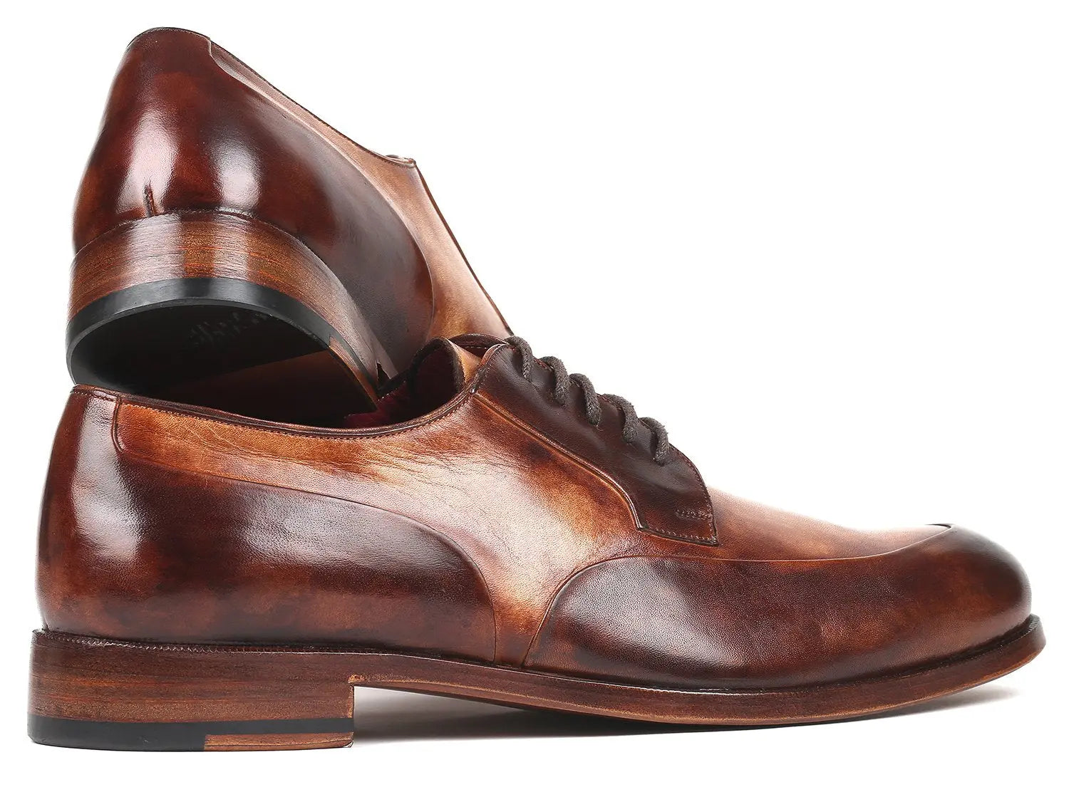 Paul Parkman Men's Dual Tone Brown Hand-Painted Genuine Leather Derby Shoes (ID#995-BRW) PAUL PARKMAN