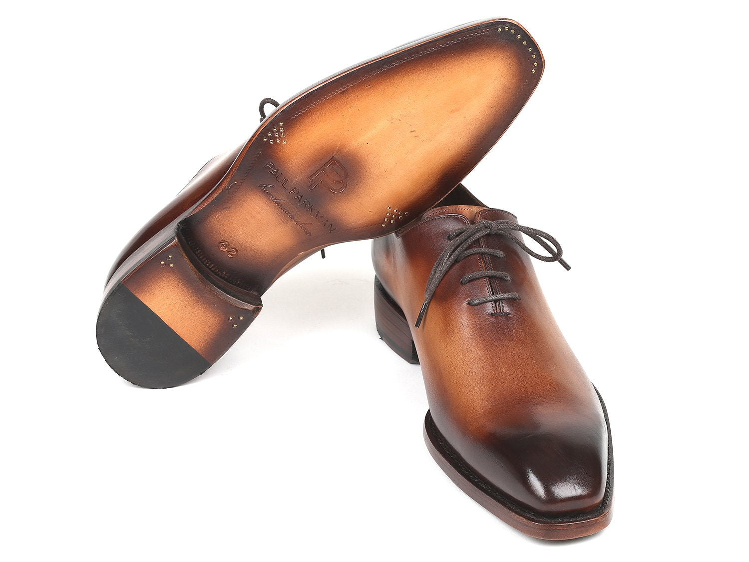 Paul Parkman Men's Wholecut Oxfords Brown Leather (ID#3222-BRW) PAUL PARKMAN