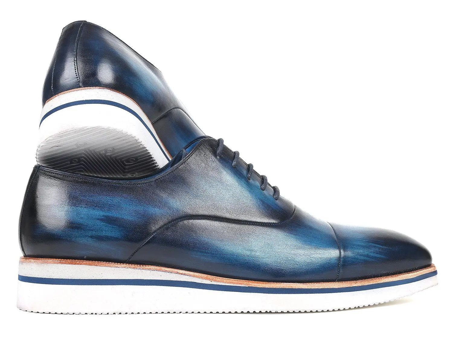 Paul Parkman Men's Blue Genuine Leather Smart Casual Oxfords (ID#185-BLU-LTH) PAUL PARKMAN