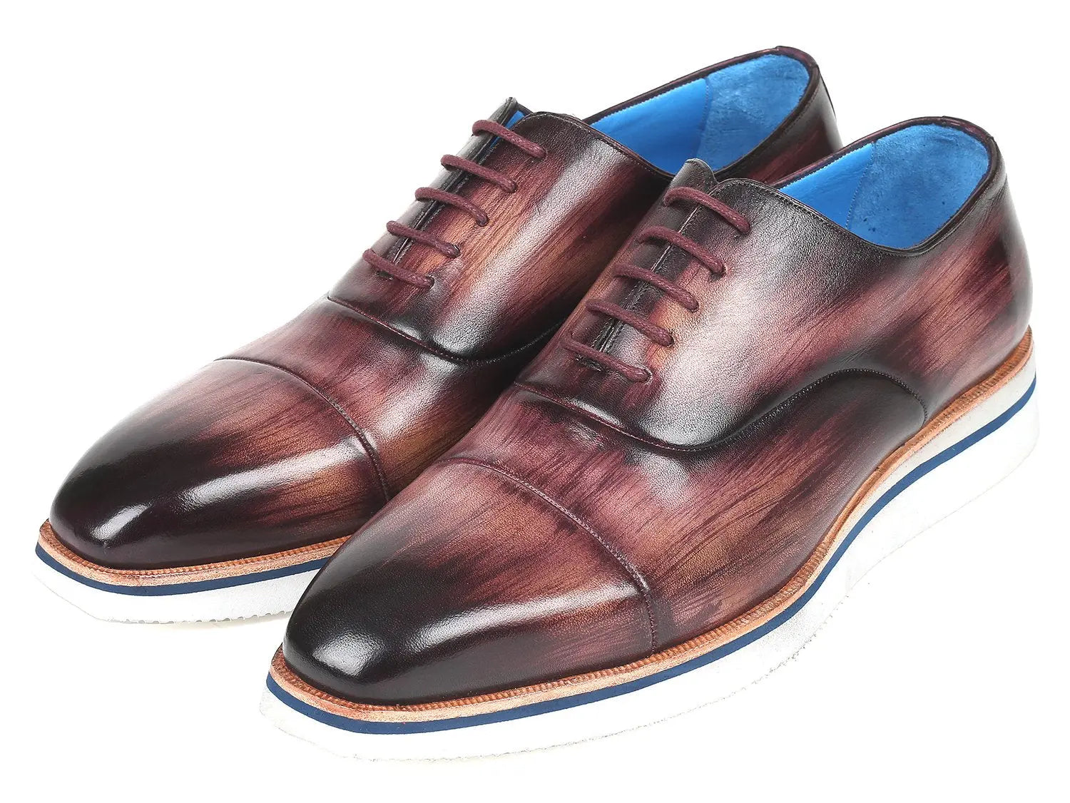 Paul Parkman Men's Purple Genuine Leather Smart Casual Oxfords (ID#185-PRP-LTH) PAUL PARKMAN