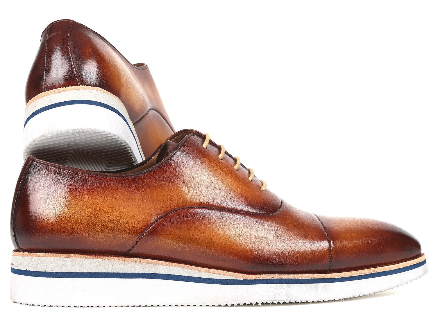 Paul Parkman Men's Smart Casual Oxfords Brown&Camel Leather (ID#185-BRW-LTH) PAUL PARKMAN