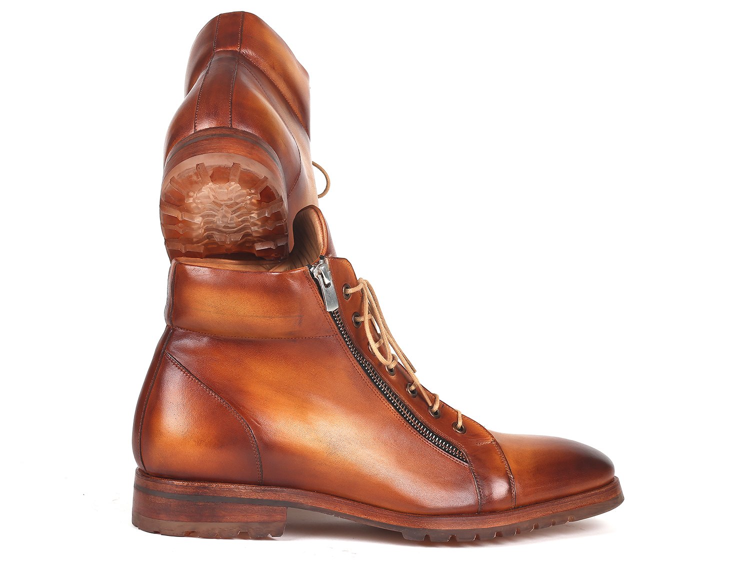 Paul Parkman Men's Side Zipper Leather Boots Light Brown (12455-CML) PAUL PARKMAN