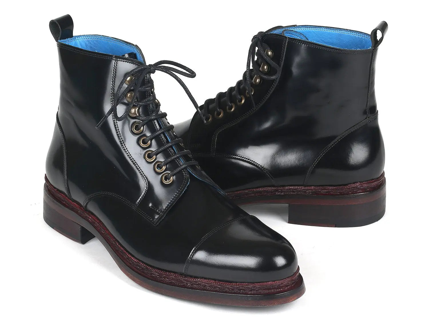 Paul Parkman Men's Black Polished Genuine Leather Boots (ID#5075-BLK) PAUL PARKMAN