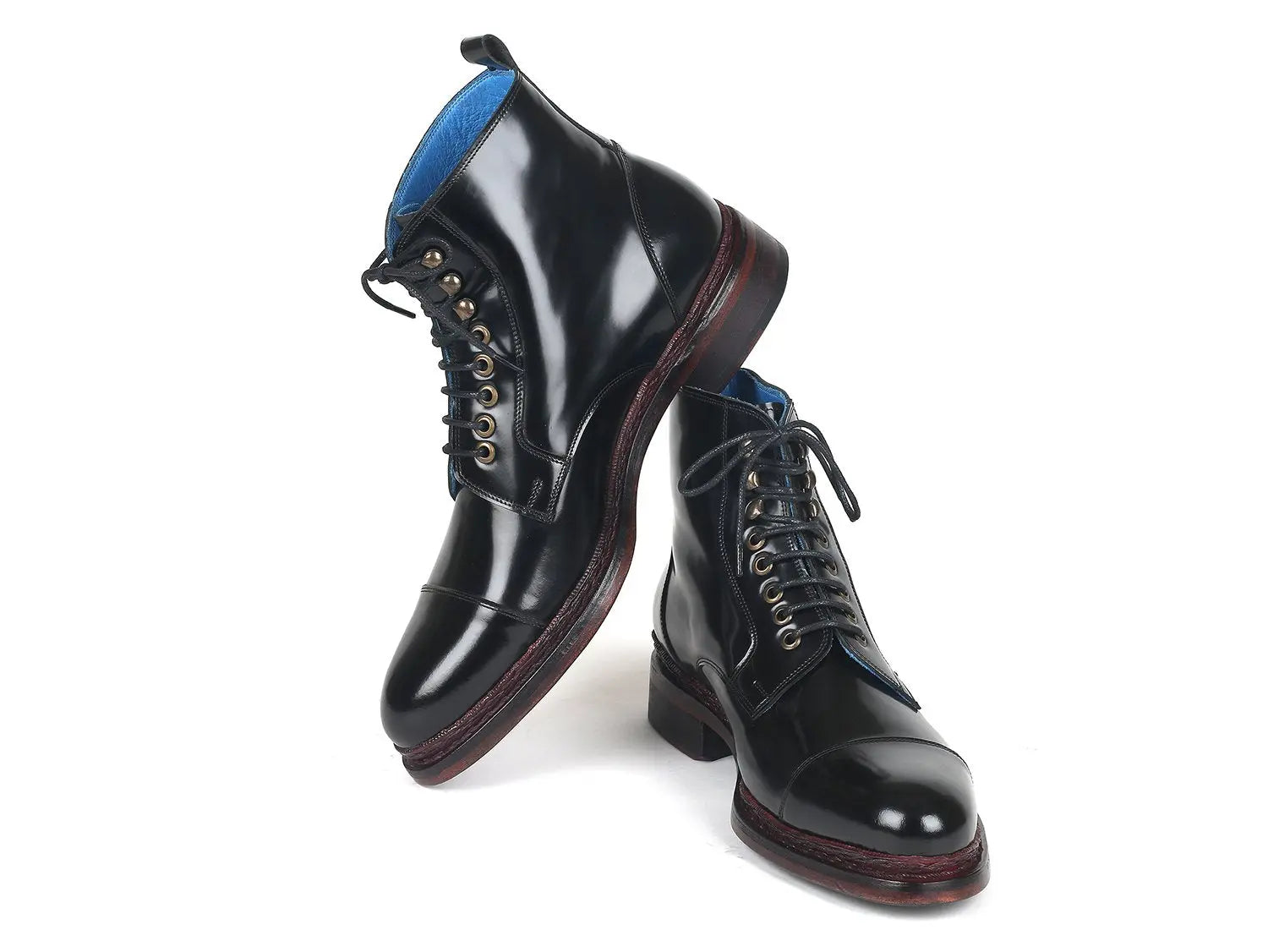 Paul Parkman Men's Black Polished Genuine Leather Boots (ID#5075-BLK) PAUL PARKMAN
