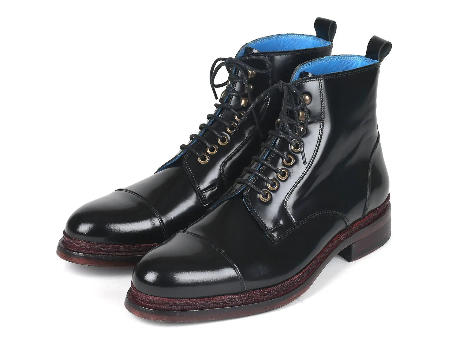 Paul Parkman Men's Black Polished Genuine Leather Boots (ID#5075-BLK) PAUL PARKMAN