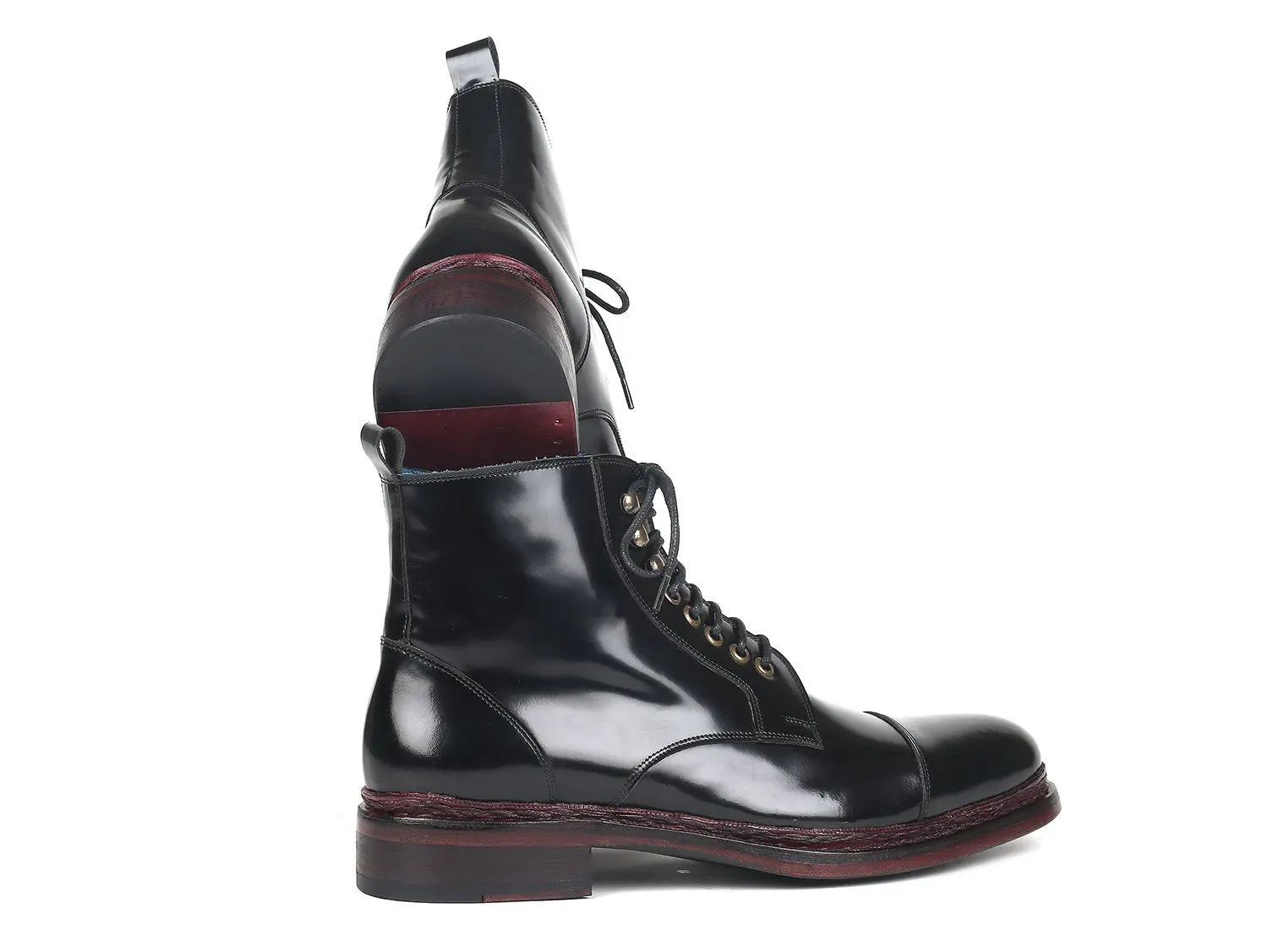 Paul Parkman Men's Black Polished Genuine Leather Boots (ID#5075-BLK) PAUL PARKMAN