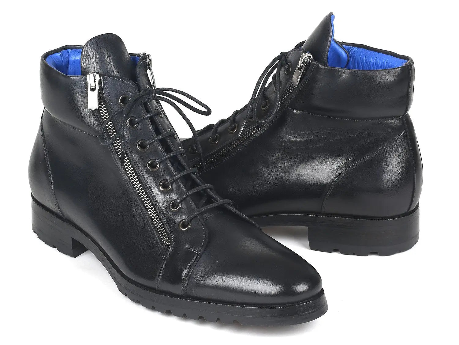 Paul Parkman Men's Black Genuine Leather Side Zipper Boots (ID#12455-BLK) PAUL PARKMAN