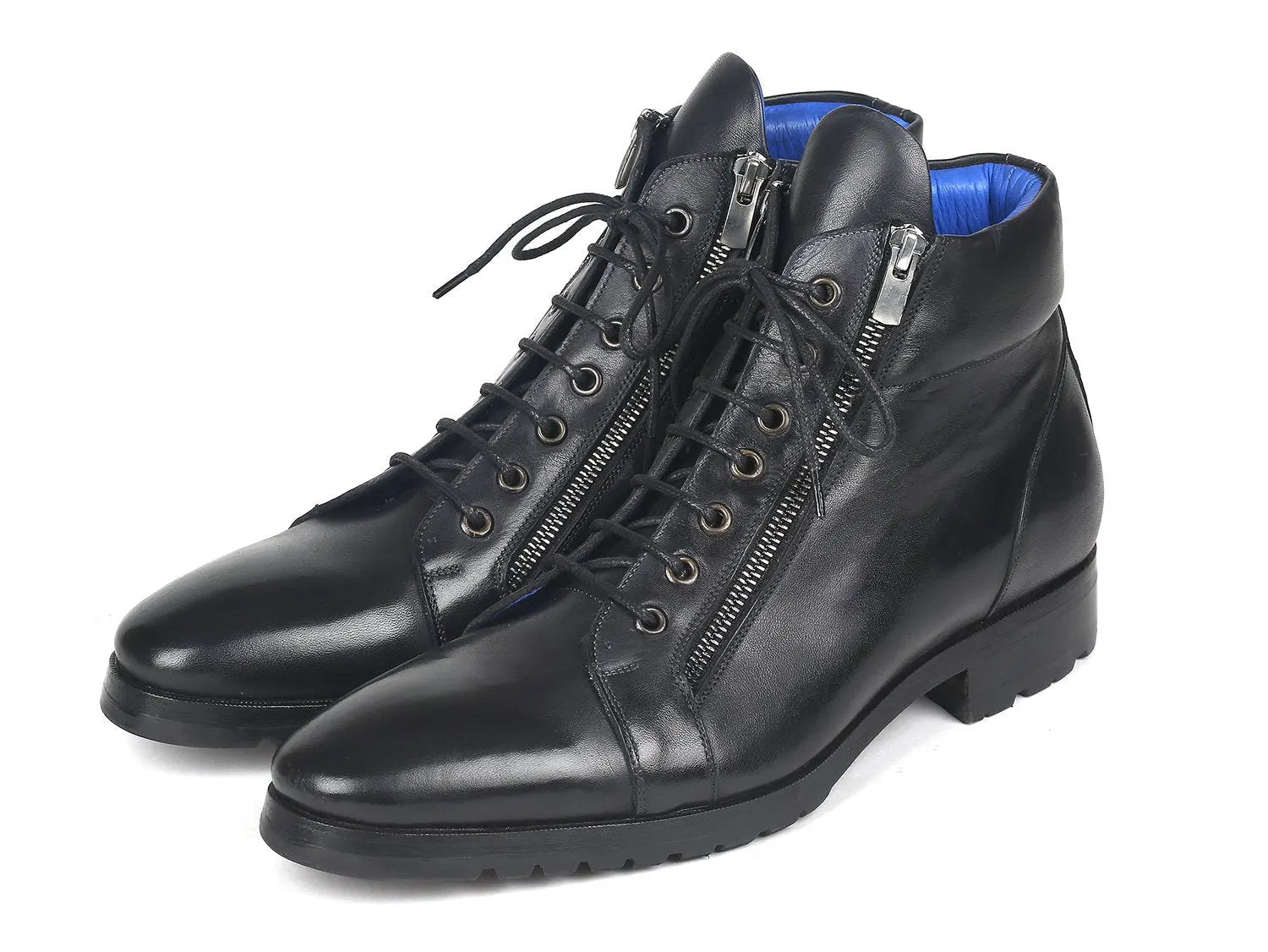 Paul Parkman Men's Black Genuine Leather Side Zipper Boots (ID#12455-BLK) PAUL PARKMAN