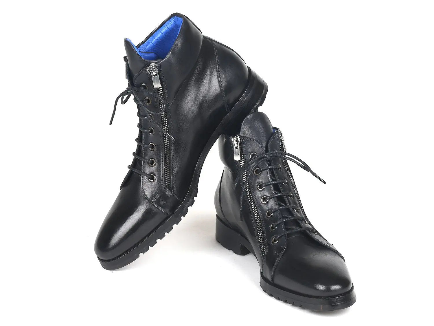 Paul Parkman Men's Black Genuine Leather Side Zipper Boots (ID#12455-BLK) PAUL PARKMAN