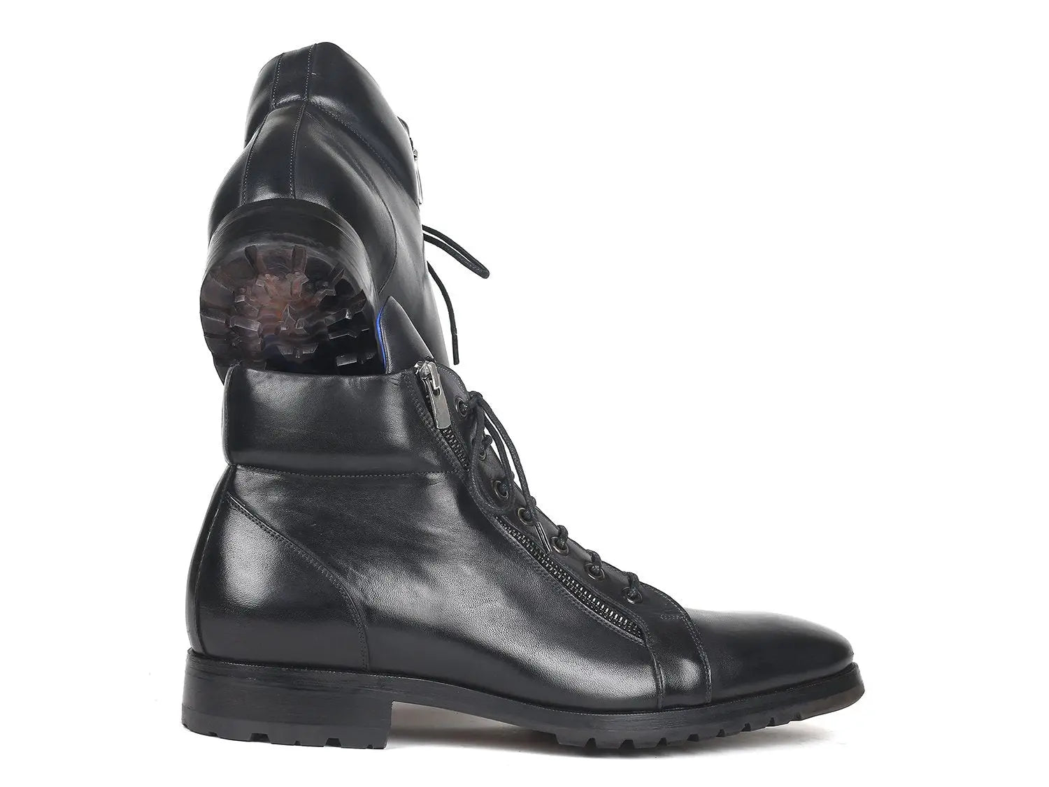 Paul Parkman Men's Black Genuine Leather Side Zipper Boots (ID#12455-BLK) PAUL PARKMAN