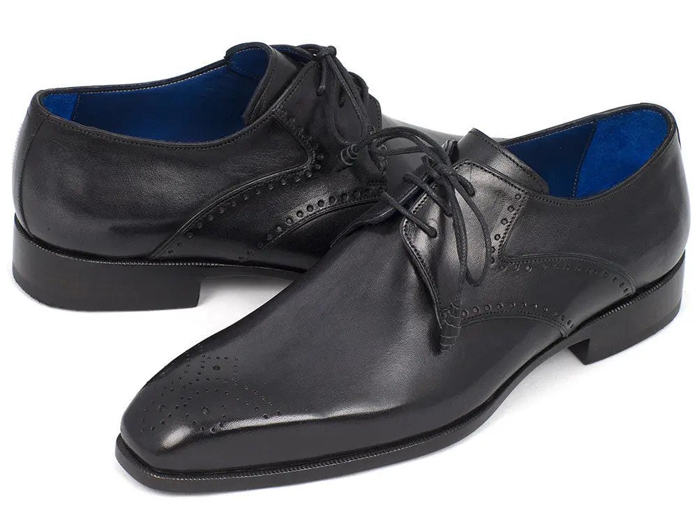 Paul Parkman Men's Black Medallion Toe Derby Shoes (ID#6584-BLK) PAUL PARKMAN